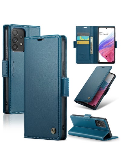 Buy CaseMe Flip Wallet Case For Samsung Galaxy A53 5G RFID Blocking PU Leather Wallet Flip Folio Case with Card Holder Kickstand Shockproof Phone Cover - Blue in Egypt