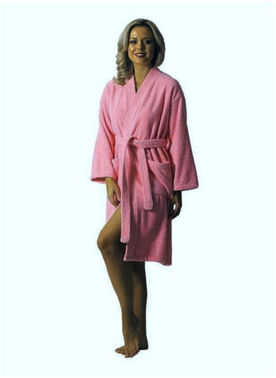 Buy Pink Colour Plush And Absorbent Unisex  Bathrobe XXXXL Size in UAE