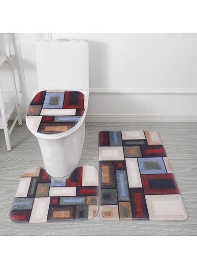 Buy 3 PCS Set Of Non Slip And Absorbant Bathroom Rug Made With Soft Material  Which Fit Around Most Toilets With Beautiful Design. in UAE