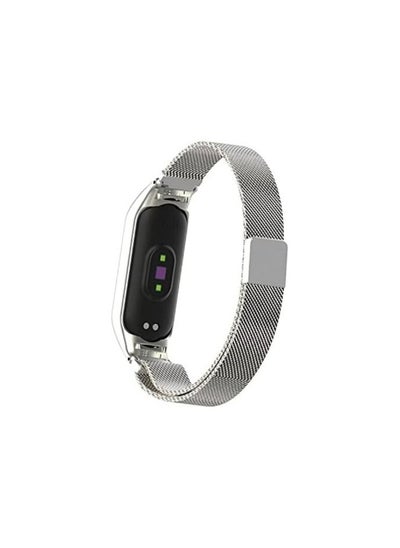 Buy Metal Magnetic Stainless Steel strap for Xiaomi Mi Band 5/6 Mi Smart Bracelet Silver in Egypt