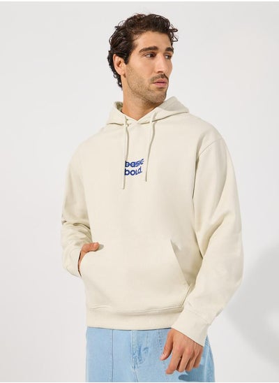 Buy Minimal Chest Print Relaxed Fit Hoodie in Saudi Arabia