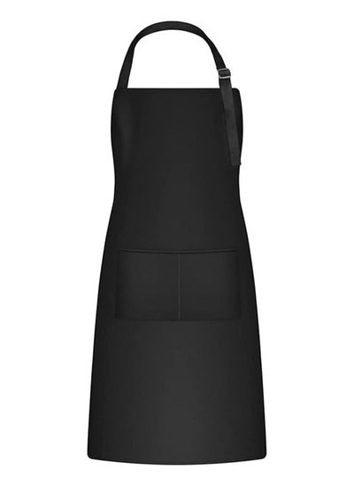 اشتري Adjustable Bib Apron, Unisex Cooking Kitchen Apron with 2 Pockets, Water and Oil Resistant Chef Apron for Kitchen Cooking Restaurant BBQ Painting Craft (1pc, Black) في الامارات