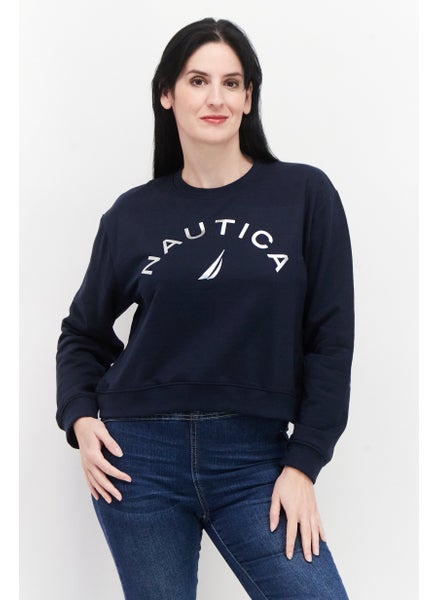 اشتري Women Crew Neck Brand Logo Sweatshirts, Navy Combo في الامارات