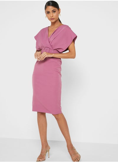 Buy Surplice Detail Belted Dress in Saudi Arabia