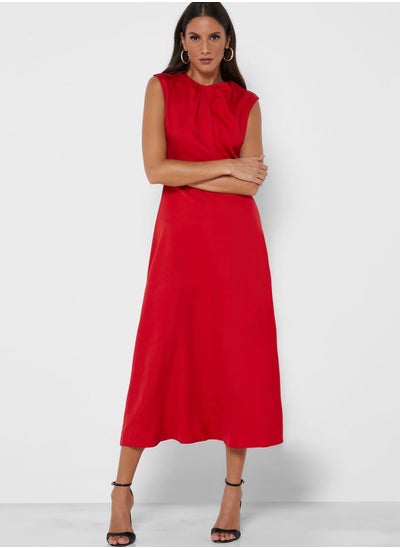 Buy Ruched Neck Detail Dress in Saudi Arabia