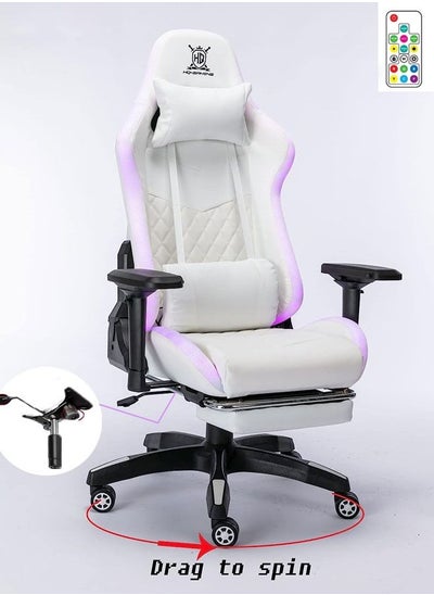 اشتري كرسي اللعبة مع LED LED RGB Gaming Chair مع مسند قدم كبير في مكتب الكمبيوتر كرسي فيديو كرسي للبالغين للمراهقين للألعاب غرفة البث المباشر في السعودية