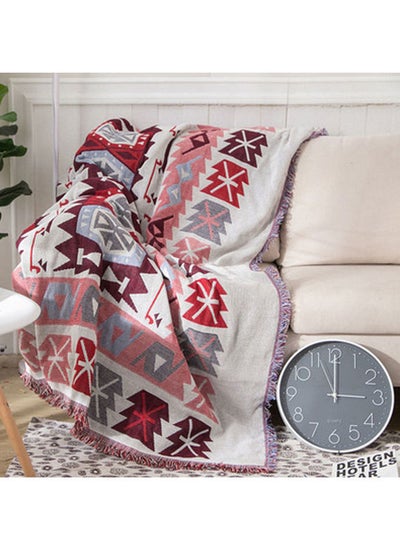 Buy A Vintage European Blanket Combination White/Red/Grey 130x180cm in Saudi Arabia