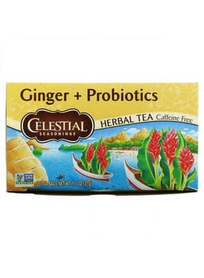 Buy Celestial Seasonings, Herbal Tea, Ginger + Probiotics, Caffeine Free, 20 Tea Bags, 1.1 oz (31 g) in UAE