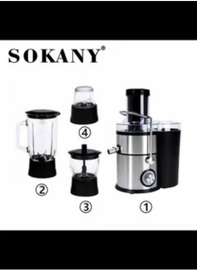 Buy Sokany Sk-629 6 in 1 Juicer And Blender For Home And Commercial Eazy Use Juicer Extractor, Black With Silver in UAE