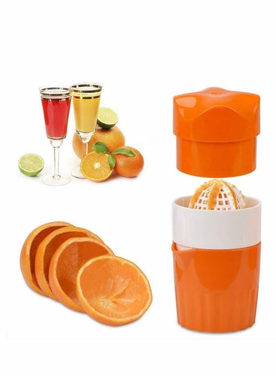 Buy Manual Hand Juicer, Citrus Juicer Lemon Squeezer Press with Strainer and Container for Orange Grapefruit Lime Rotation Tangerines Other Fruits in Home Kitchen(Orange Color) in UAE