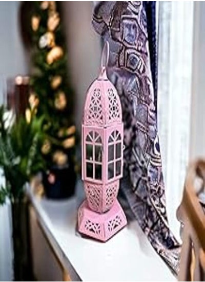 اشتري Ramadan Lantern Metal Candelabra 35cm Pink Decorative Islamic Style - Unique Design Great Decoration في مصر