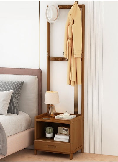 Buy Multifunctional Modern Solid Wood Bedside Table with Large Coat Rack in UAE