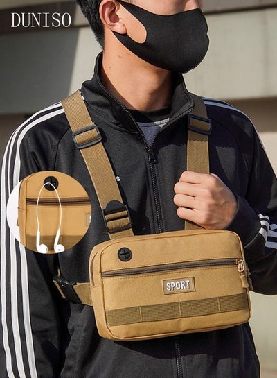 اشتري Tactical Inspired Sports Utility Chest Pack Chest Bag Running Backpack For Men With Built-In Phone Holder Rig Pouch Vest For Workouts Cycling Hiking Camping في السعودية