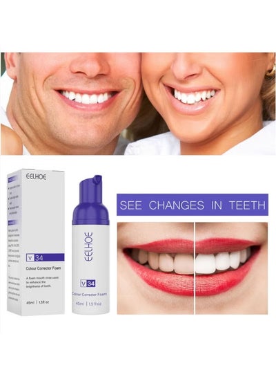 Buy Foam whitening toothpaste cleans tartar, yellow stains, stains, fresh breath, dazzling white teeth in Saudi Arabia