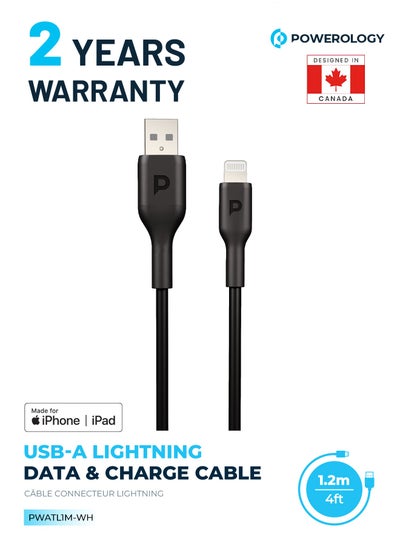 Buy iPhone Charger USB-A To Lightning Data Sync And Charge Cable TPE 1.2m Fast Charging Compatible with iPhone 14/14 Plus/ 14 Pro/14 Pro Max/13/12/11/XS/Pro Max /Pro/Mini/SE/ ipad 9, Black in UAE