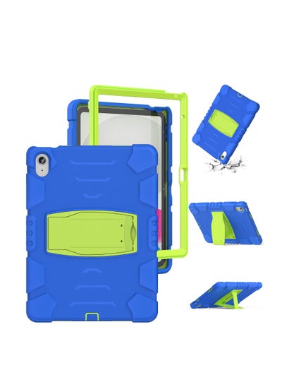 Buy Shockproof High Impact Protective Case Cover with Kickstand for ipad 10th 10.9 inch 2022（A2757/A2777）Blue+Lime in UAE