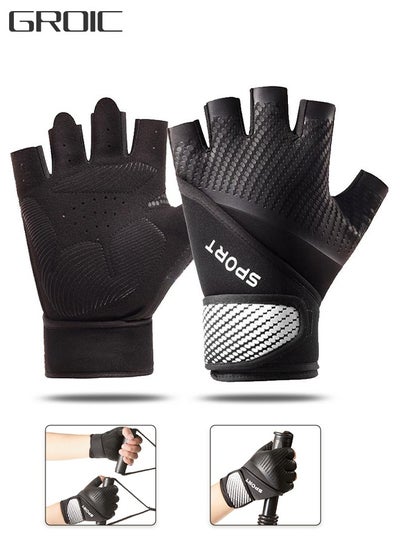 Buy Cycling Gloves MTB Anti-Slip Shock-Absorbing Bicycle Gloves, Breathable Half Finger Gloves with Extended Wrist Support, for Fitness Cycling Training Outdoor Sports-L in UAE