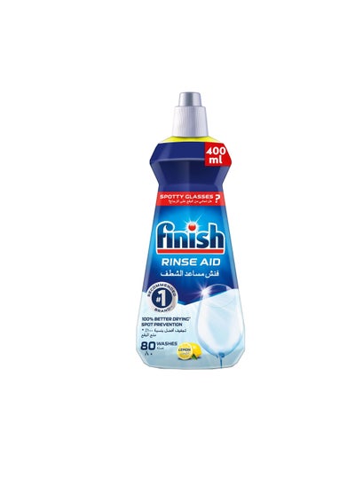 Buy Finish Dishwasher Rinse Aid Liquid Lemon, 400ml in Saudi Arabia