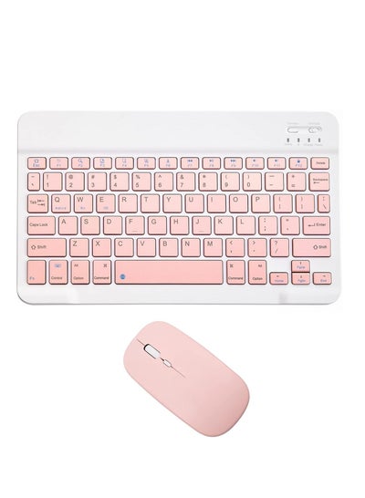 Buy Rechargeable Bluetooth Keyboard & Mouse Combo Ultra-Slim Portable, Set for Android Windows Tablet Cell Phone iPhone iPad Pro Air Mini, iPad OS/iOS 13 and above. (PINK) in UAE