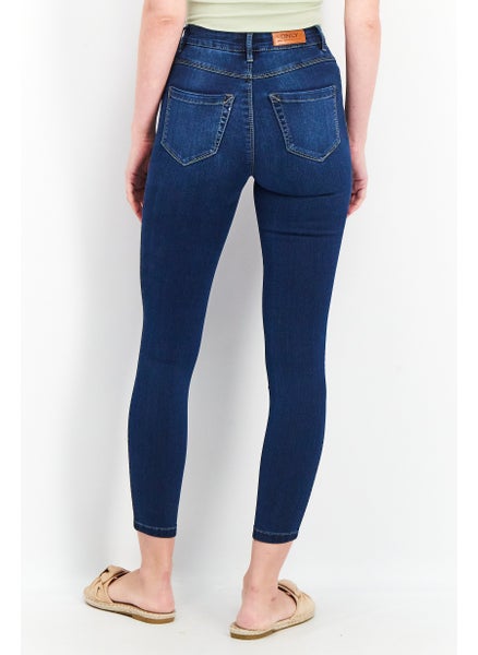 Buy Women Skinny Fit High Waist Wash Stretchable Denim, Dark Blue in UAE