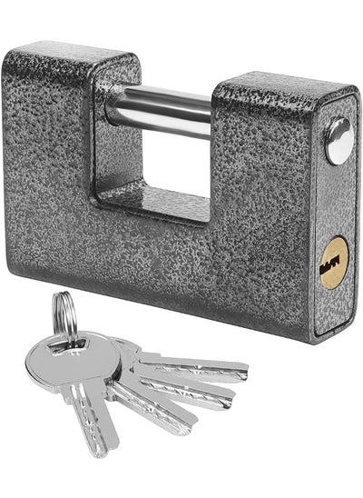 Buy Heavy Duty Padlock with Keys - Hardened Solid Steel Hardware Monoblock Lock - Thick Shackle Protector Lock for Garage Door | Containers | Sheds | Shutters | Lockers | Gates and Warehouses in UAE