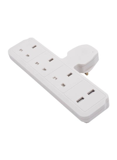 Buy 3-Way 2-USB Port 13A Portable and Compact Adaptor White 4.8 x 26.2 x 18.2 cm AU213USB/W in Saudi Arabia