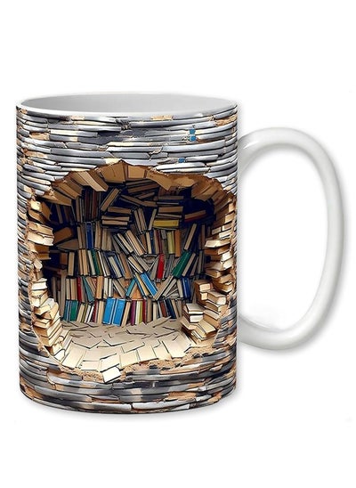 Buy 3D Bookshelf Mug,For Book Lovers 3D Effect Ceramic Mugs，350ML in Saudi Arabia