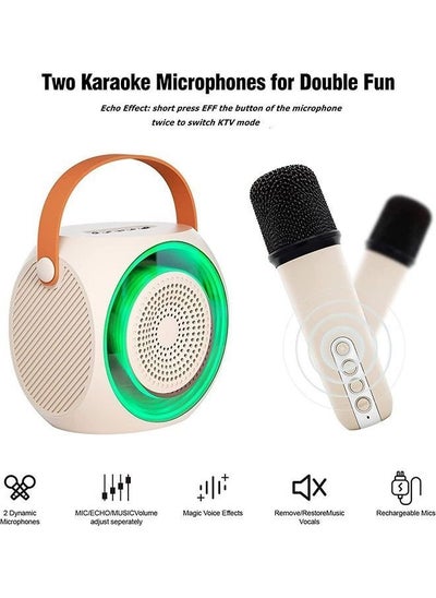 اشتري Mini Karaoke Machine Wireless Bluetooth Microphone Portable Speaker with 2 LED Lights, Gifts for Kids and Adults في السعودية