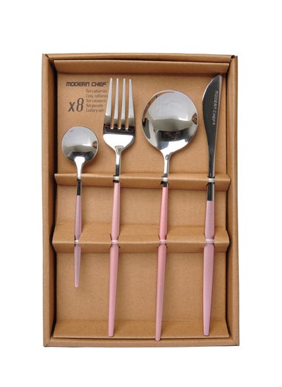 Buy Cutlery Set Of 8 Pcs For Two Person / Pink in Saudi Arabia