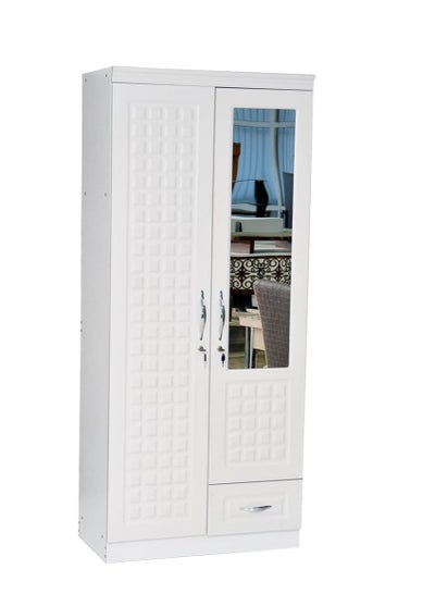 اشتري Karnak 2 Door Wooden Wardrobe,Cabinet,Cupboard Of Engineered Wood With 1 Lockable Drawer Perfect Modern Stylish Heavy Duty Color (White) في الامارات