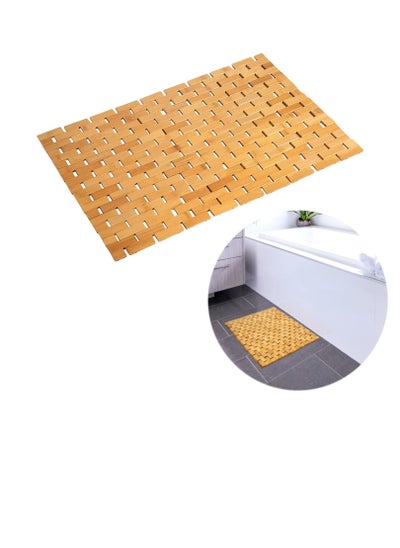 Buy "Bamboo Bath Mat, Floor Accessories for Bathroom Shower,  Kitchen Non Slip Quick Drying Mat, Wood Quick Drying Bathroom Shower and Tub Mats Sauna Floor Accessories (15.7 x 23.6 Inches)" in UAE