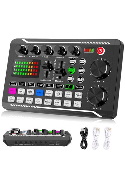 Buy F998 Live Sound Card Audio Mixer Podcast Audio Interface with DJ Mixer Effects Voice Converter with Sound Effects for Karaoke Tiktok YouTube Live Recording Games in UAE