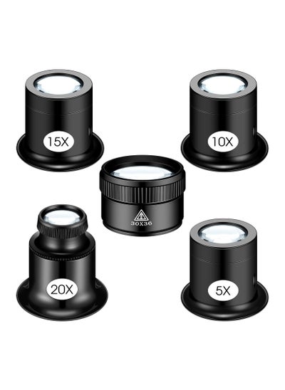 Buy Jewelers Loupe, 5 Pcs Portable Monocular Magnifier, Magnifying Glass Eye Loops, Magnifier with 30 x 36 mm, Watch Jewelry Experimental Repair Tool for Textile Optical Circuit Coins (5X 10X 15X 20X) in UAE