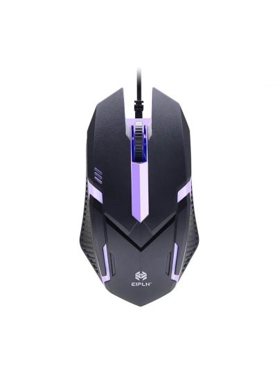 Buy Glowing Wired Gaming Mouse USB Seven-Color Backlight Black in UAE