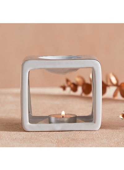 Buy Zest Stripe Ceramic Oil Burner 9.5 x 8.5 x 7 cm in UAE