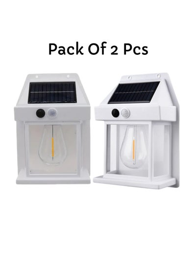 Buy Pack Of 2 Pcs Solar Outdoor Light Solar Motion Sensor Security Lights With 3 Lighting Modes Wireless Solar Wall Lights Waterproof Solar Powered Bulb Lights For Garden Home And Garage Use White in UAE
