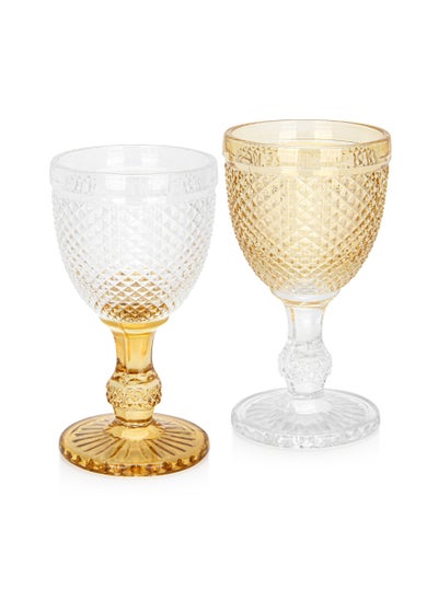 Buy Wine Glasses Set 280ml/2pc Modern Glassware Set Premium Barware in UAE