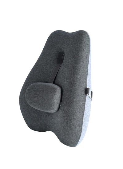 Buy Lumbar Support Back Pillow Office Chair and Car Seat Cushion - Memory Foam with Adjustable Strap and Breathable 3D Mesh in UAE