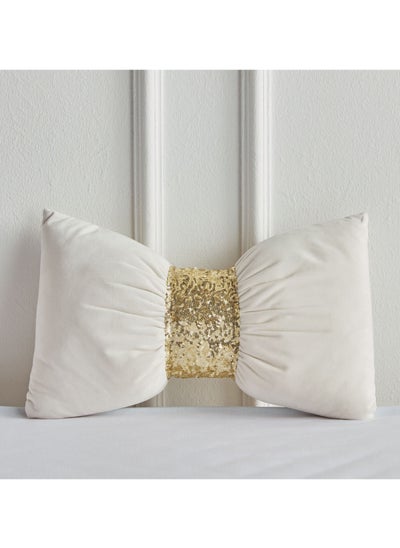 اشتري Madelyn Bow Shaped Gold Sequins Cushion - 30x50 cm في السعودية