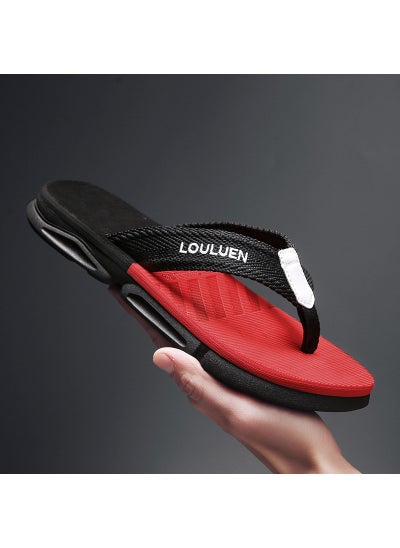 Buy Stylish Thick-Soled Summer Mens Flip-Flops Non-Slip Beach Sandals Red in Saudi Arabia