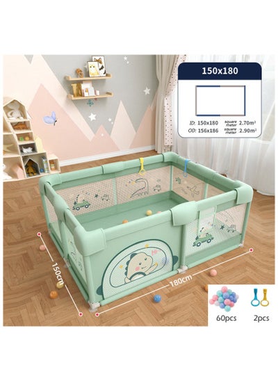 Buy 180cm X 150cm Playpen With Non-Slip Suction Cup And Mat With 60 Ocean Balls in UAE