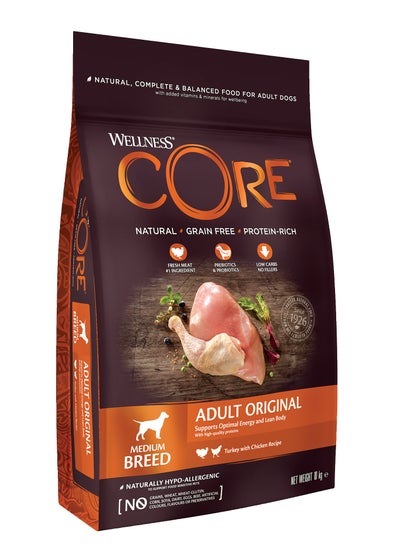 Buy Core Original Turkey with Chicken Recipe Medium Breed Adult Dog Food 10 kg in UAE