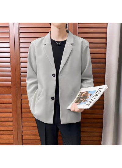 اشتري Spring Autumn Korean Casual Blazer Men Light gray high-end في السعودية