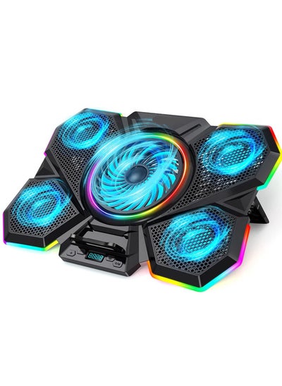 اشتري Laptop Cooling Pad Gaming Laptop Cooler with 5 Quiet Fans and 12 RGB Lights Mode One-Click Close Laptop Fan Cooling Pad Fits 12-17 Inch Laptop 2 USB Ports 7 Adjustable Height 2022 Upgrade في السعودية