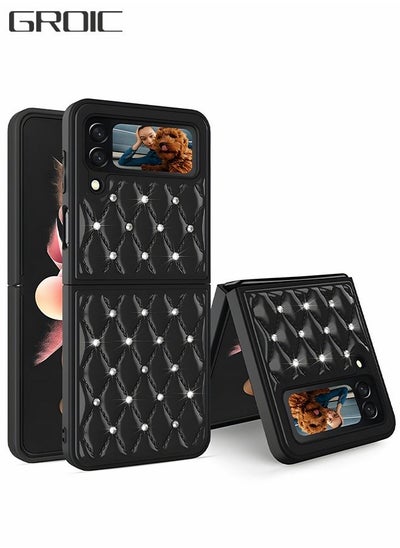 اشتري For Samsung Galaxy Z Flip 4 Case,Glitter Crystal Luxury Diamond Shining Phone Shell 3D Rhombus Full Body Protection Slim Shockproof Edge Bumper Phone Cover for Galaxy Z Flip 4(Black) في الامارات