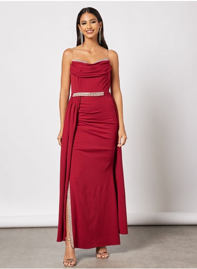 اشتري Strapless Cowl Neck Overlay Dress في الامارات