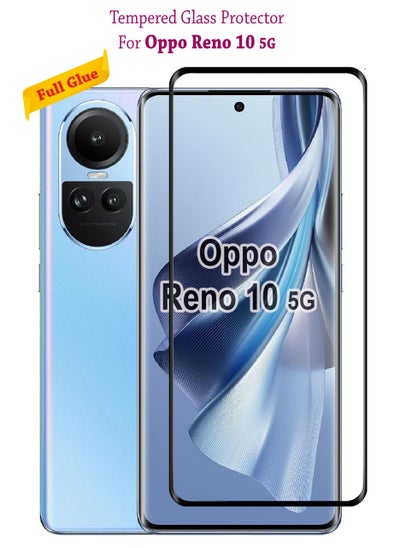 Buy Full Glue Tempered Glass Screen Protector For Oppo Reno 10 5G - Black in Saudi Arabia