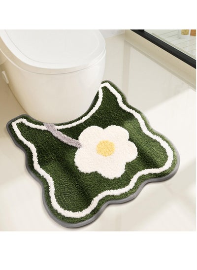 اشتري Toilet Rug U-Shaped, Commode Non-Slip Contour Rug, Soft Plush Contour Bathroom Rug, Absorbent Microfiber Toilet Bath Mat, Machine Wash and Easier to Dry for Bathroom, 55.88 x 50.8 cm (Green) في السعودية