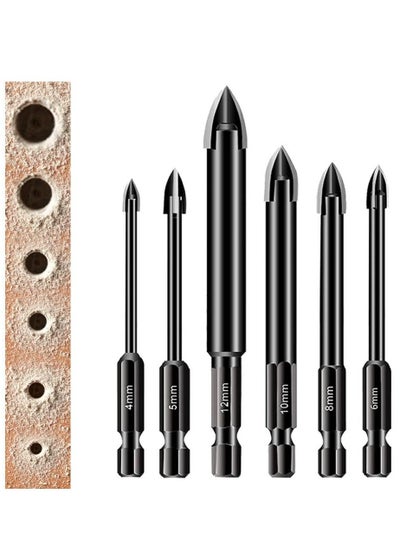Buy Drill Bit Set, Efficient Universal Drill Tools Multifunctional Triangle Drill Bit Set, Hard Triangular Cross Alloy Drill Bit Set for Glass, Plastic, Tile, Wood, Concrete, Drill Tip Tools (6 Pieces) in UAE