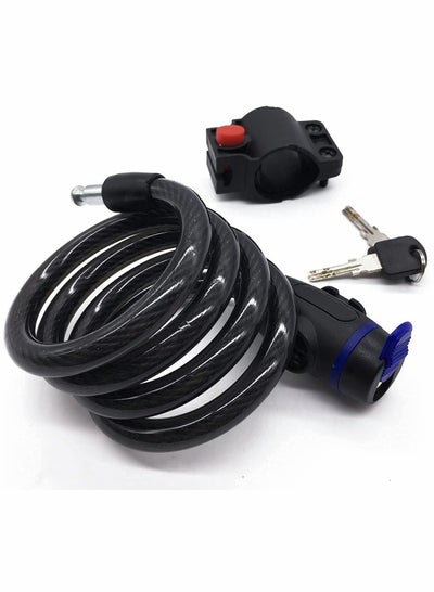 Buy Bike Lock, Bike Key Lock, Cable Steel Coiled Secure Lock with Integrated Key Lock, Mounting Bracket, for Bicycle Stroller Scooter Electric Cycle Outdoor, 1.2M (4 Feet), 1/2 Inch Diameter in UAE